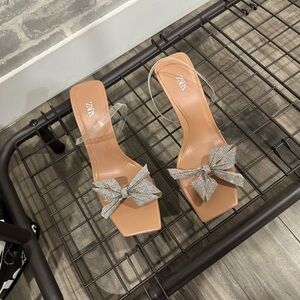Zara bow slingback heels
